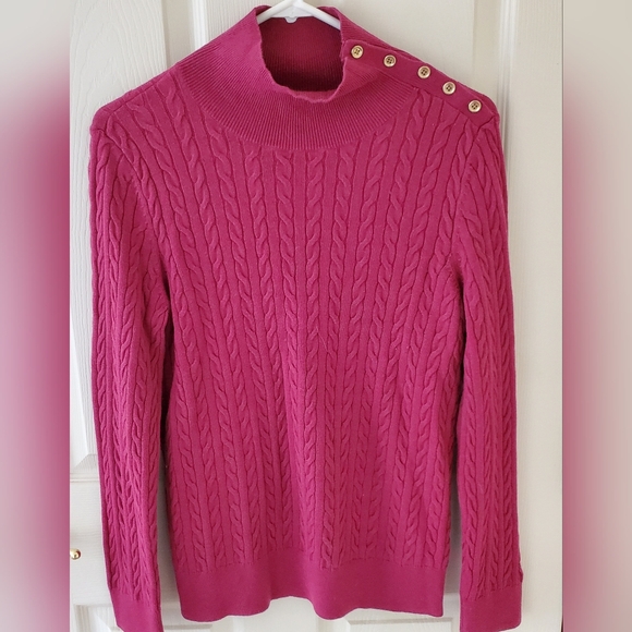 Talbots Cable Knit Button Shoulder Sweater Size XL - Picture 2 of 15
